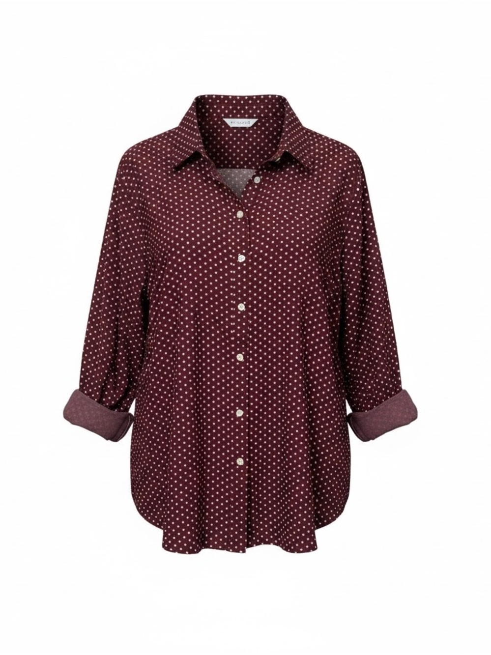 Cosmic Blue Love Polka Dot Star 1/4 Button-Front Blouse-Size Medium
